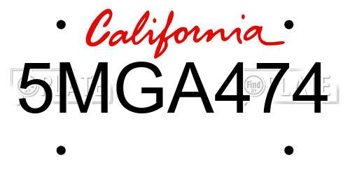 5MGA474 California License Plate