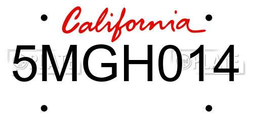 5MGH014 California License Plate