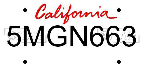5MGN663 California License Plate