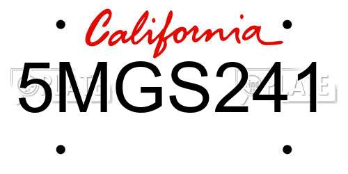 5MGS241 California License Plate