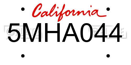 5MHA044 California License Plate
