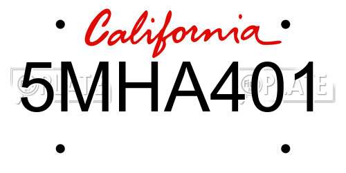5MHA401 California License Plate