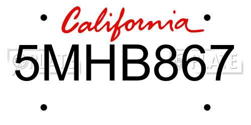 5MHB867 California License Plate