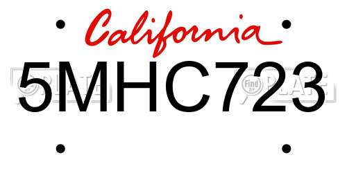 5MHC723 California License Plate