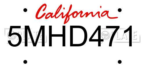 5MHD471 California License Plate