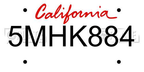 5MHK884 California License Plate