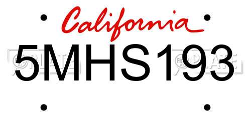 5MHS193 California License Plate