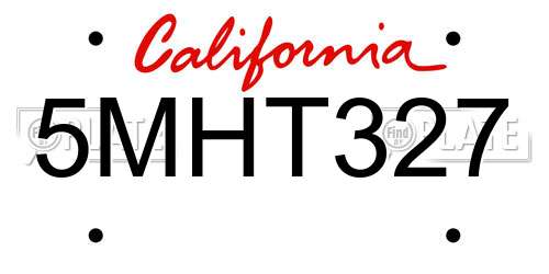 5MHT327 California License Plate