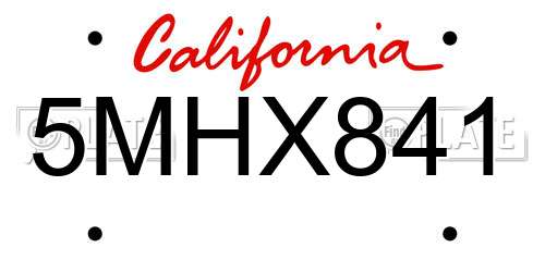 5MHX841 California License Plate