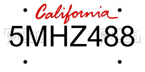 5MHZ488 California License Plate