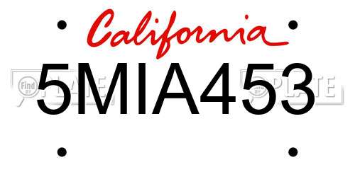 5MIA453 California License Plate