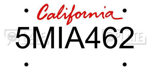 5MIA462 California License Plate