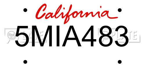 5MIA483 California License Plate