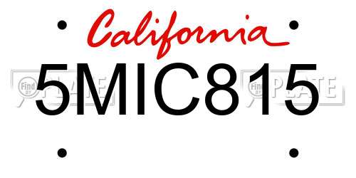 5MIC815 California License Plate