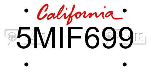 5MIF699 California License Plate