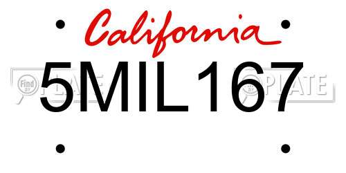 5MIL167 California License Plate