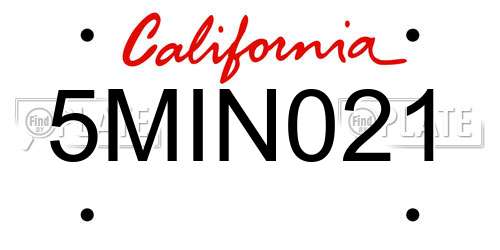 5MIN021 California License Plate