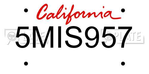 5MIS957 California License Plate