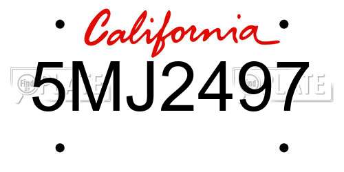 5MJ2497 California License Plate