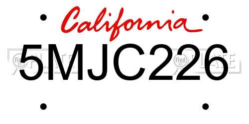 5MJC226 California License Plate