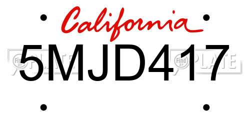 5MJD417 California License Plate