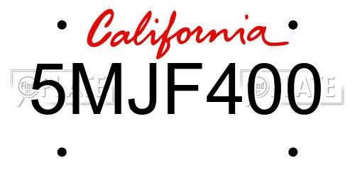 5MJF400 California License Plate
