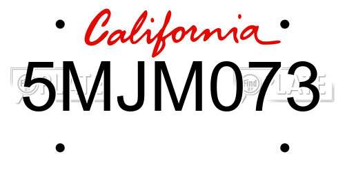 5MJM073 California License Plate
