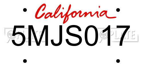 5MJS017 California License Plate