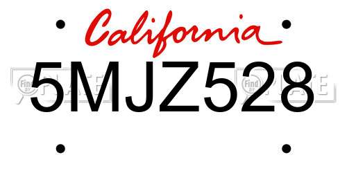 5MJZ528 California License Plate