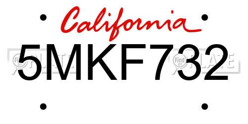 5MKF732 California License Plate