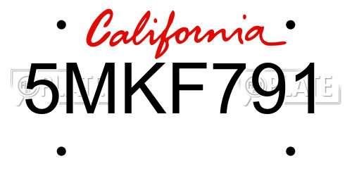 5MKF791 California License Plate