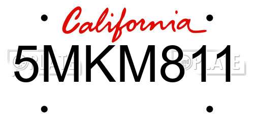5MKM811 California License Plate