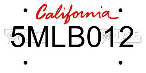 5MLB012 California License Plate