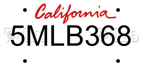 5MLB368 California License Plate
