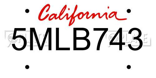 5MLB743 California License Plate