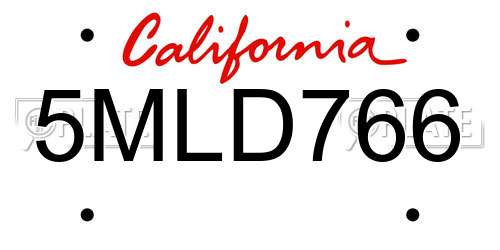 5MLD766 California License Plate