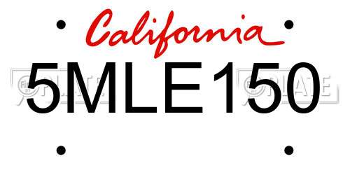 5MLE150 California License Plate