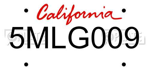 5MLG009 California License Plate
