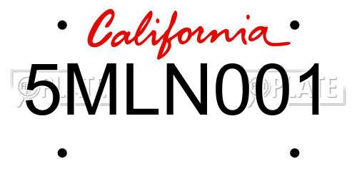 5MLN001 California License Plate