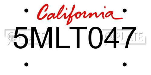 5MLT047 California License Plate