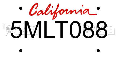 5MLT088 California License Plate