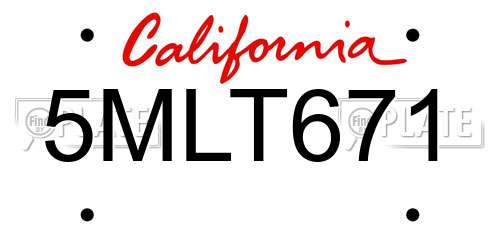 5MLT671 California License Plate