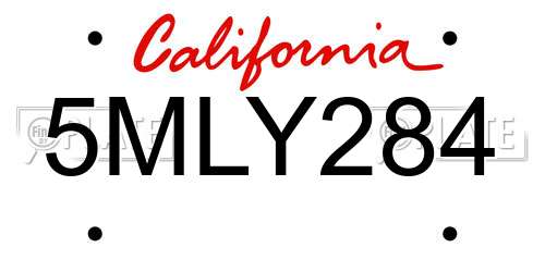 5MLY284 California License Plate