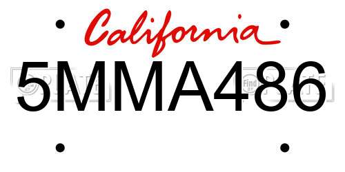 5MMA486 California License Plate