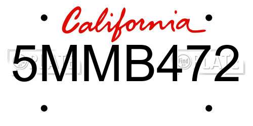 5MMB472 California License Plate