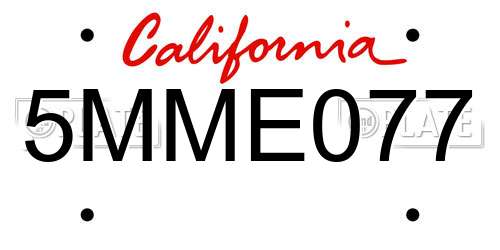 5MME077 California License Plate