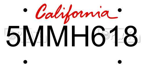 5MMH618 California License Plate