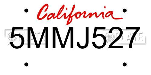 5MMJ527 California License Plate