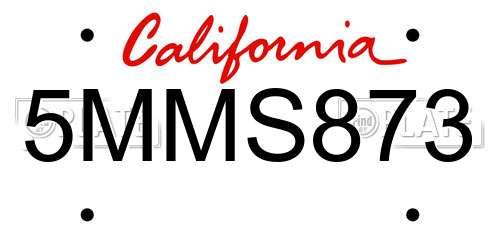 5MMS873 California License Plate
