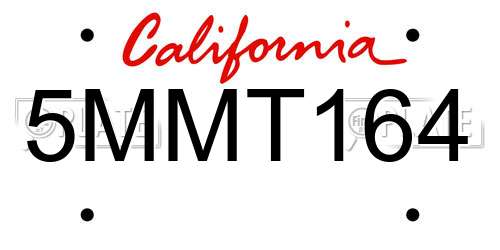 5MMT164 California License Plate
